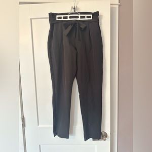 Streetwear Society Black Straight Leg Dress Pants with Tie Belt